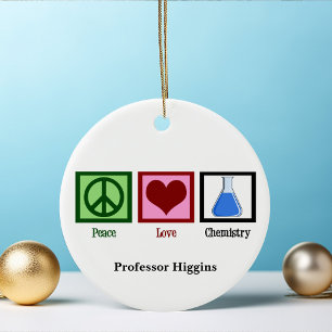 Peace Love Chemistry Teacher Custom Keramisch Ornament