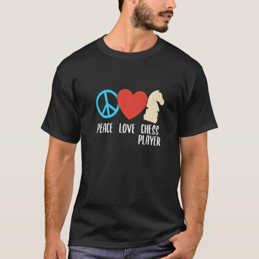 Peace Love Chess Player Expert Coach Sports Graph T-shirt (Voorkant)
