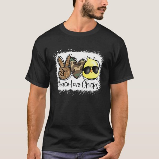 Peace Love Chicken Easter Day Egg Hunt T-shirt (Voorkant)