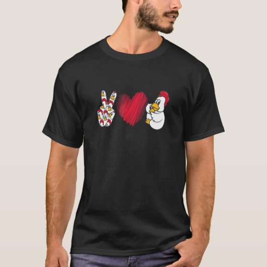Peace Love Chicken Kip T-shirt (Voorkant)
