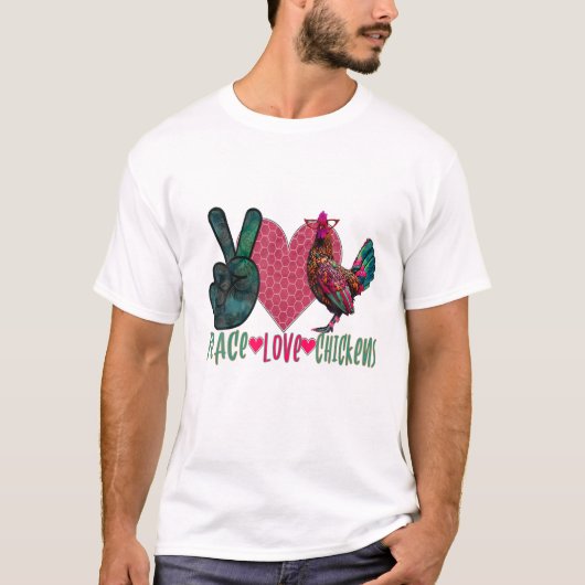 Peace Love Chicken Livestock T-shirt (Voorkant)