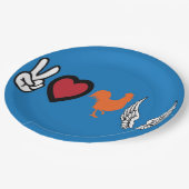 Peace Love Chicken Wings Papieren Bordje (Gekanteld)