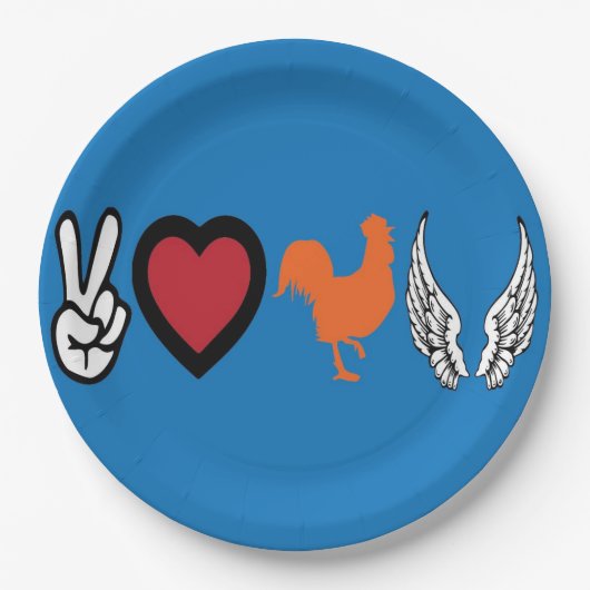 Peace Love Chicken Wings Papieren Bordje (Voorkant)