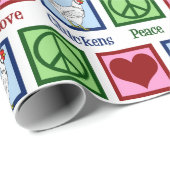 Peace Love Chickens Cute Chicken Kerstmis Cadeaupapier (Rol Hoek)