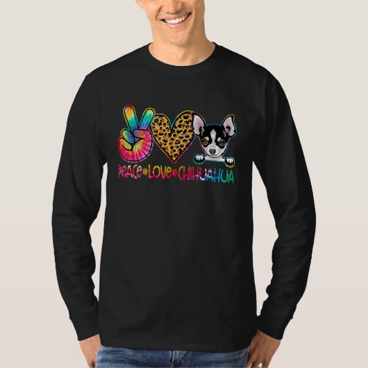 Peace Love Chihuahua Tie Dye Dog T-shirt (Voorkant)