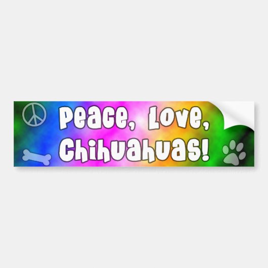 Peace Love Chihuahuas Bumpersticker (Voorkant)