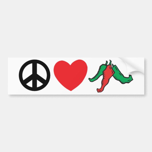 Peace Love Chili Peppers Bumpersticker (Voorkant)