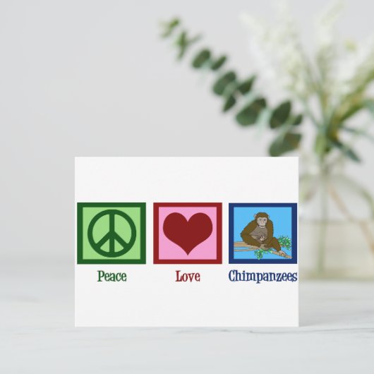 Peace Love Chimpanzees Briefkaart (Staand voorkant)