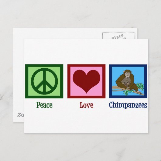 Peace Love Chimpanzees Briefkaart (Voorkant / Achterkant)