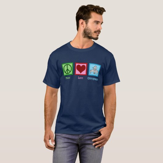 Peace Love Chiropractic - Cool Chiropractor T-shirt (Voorkant volledig)