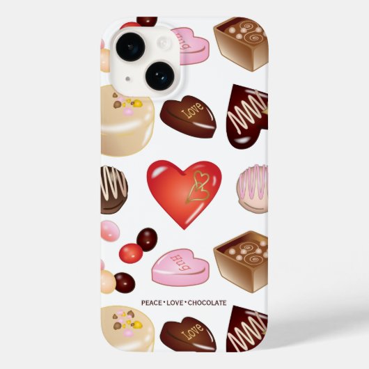 Peace Love Chocolade Snoep Hart Patroon Case-Mate iPhone Case (Achterkant)