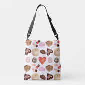 Peace Love Chocolade Snoep Hart Patroon Crossbody Tas (Achterkant)