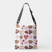 Peace Love Chocolade Snoep Hart Patroon Crossbody Tas (Voorkant)