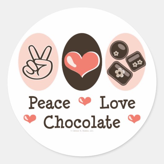 Peace Love Chocolade Sticker (Voorkant)