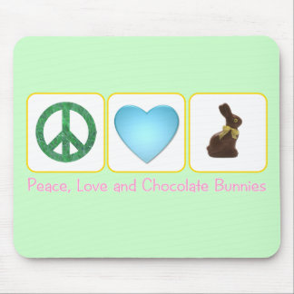 Peace Love Chocolate Bunnies Muismat