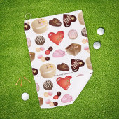 Peace Love Chocolate Heart Print Golfhanddoek