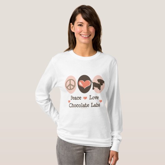 Peace Love Chocolate Labs Hoodie T-shirt (Voorkant volledig)