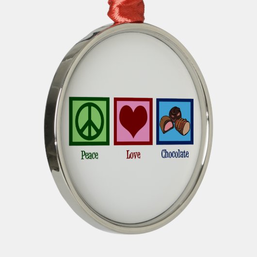 Peace Love Chocolate Metalen Ornament (Rechts)