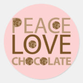 Peace Love Chocolate Ronde Sticker (Voorkant)