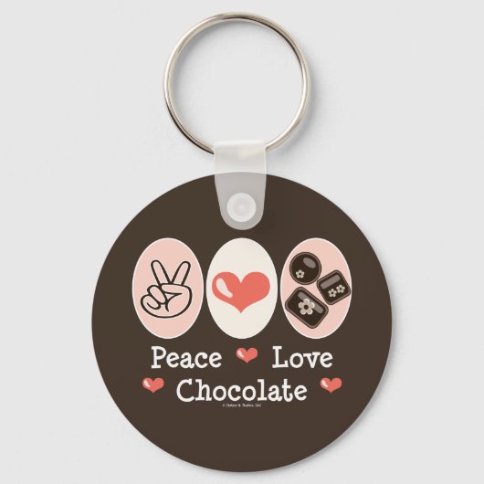 Peace Love Chocolate Sleutelhanger (Voorkant)