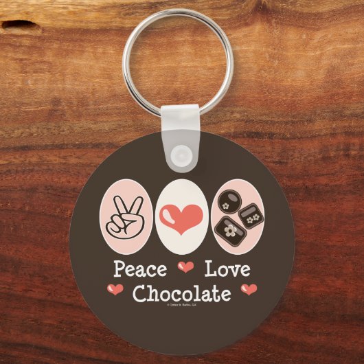 Peace Love Chocolate Sleutelhanger (Voorkant)