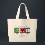 Peace Love Choir Custom Cute Grote Tote Bag<br><div class="desc">Mooie persoonlijke koor tassen met de naam van je chorale en je eigen naam. Een  kerstcadeau voor een zanger. Ik kocht het voor een sopraan,  alto,  tenor bass,  of koor directeur.</div>