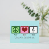 Peace Love Choir Cute  Blauwgroen Briefkaart (Staand voorkant)