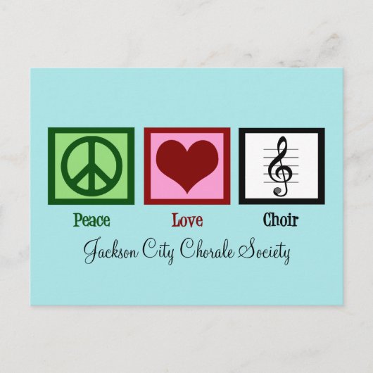 Peace Love Choir Cute  Blauwgroen Briefkaart (Voorkant)