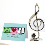 Peace Love Choir Cute Custom Chorale Kerstkerst Feestdagen Kaart<br><div class="desc">Aangepaste kerstkaarten met een vredesteken,  een hart en een verdrievoudiging van een muziekstaf. Een mooie kaart voor een koor directeur of zanger.</div>