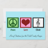Peace Love Choir Cute Custom Chorus Kerstmis Feestdagenkaart (Voorkant)
