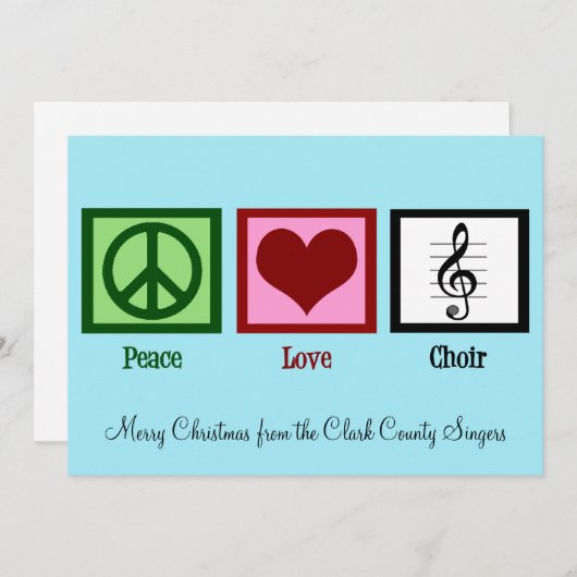 Peace Love Choir Cute Custom Chorus Kerstmis Feestdagenkaart (Voorkant / Achterkant)