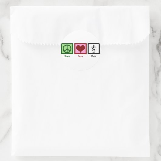 Peace Love Choir Ronde Sticker (Tas)