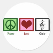 Peace Love Choir Ronde Sticker (Voorkant)