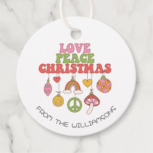 Peace Love Christmas | Groovy Holiday Gift Label (Voorkant)