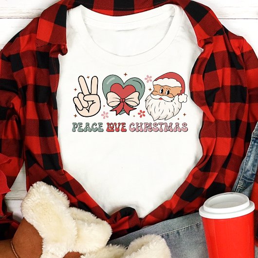 Peace Love Christmas Groovy Tri-Blend Shirt