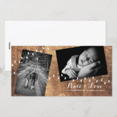 Peace Love Christmas Strewn Foto's Hout Lichten Feestdagenkaart (Voorkant / Achterkant)