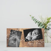 Peace Love Christmas Strewn Foto's Hout Lichten Feestdagenkaart (Staand voorkant)