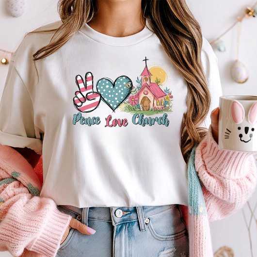 Peace Love Church Retro Christelijk T-shirt