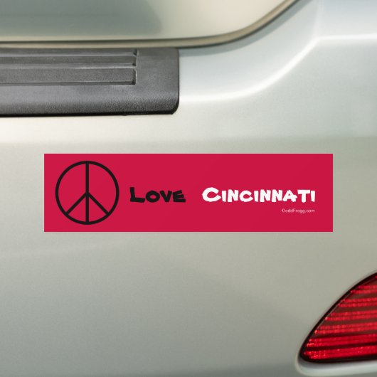 Peace Love Cincinnati Custom Bumpersticker (Red) (Op auto)