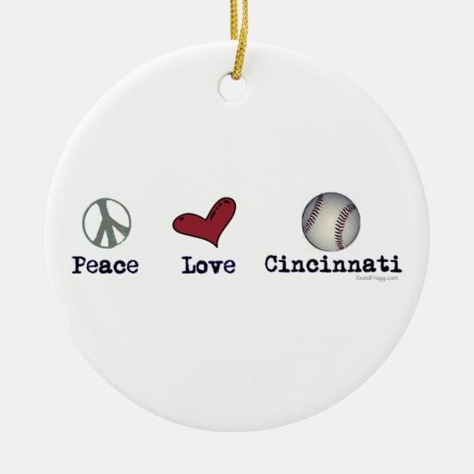 Peace Love Cincinnati kerstversiering Keramisch Ornament (Voorkant)
