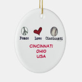 Peace Love Cincinnati USA Keramisch Ornament (Rechts)