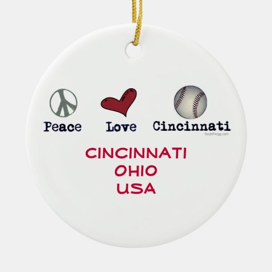 Peace Love Cincinnati USA Keramisch Ornament (Voorkant)