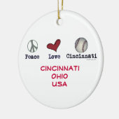 Peace Love Cincinnati USA Keramisch Ornament (Links)