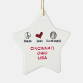 Peace Love Cincinnati USA Keramisch Ornament (Rechts)