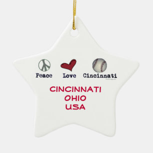 Peace Love Cincinnati USA Keramisch Ornament