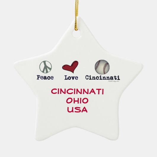 Peace Love Cincinnati USA Keramisch Ornament (Voorkant)