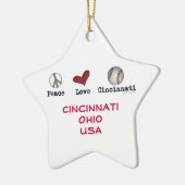 Peace Love Cincinnati USA Keramisch Ornament (Links)