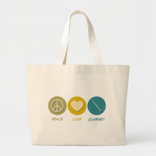 Peace Love Clarinet Grote Tote Bag