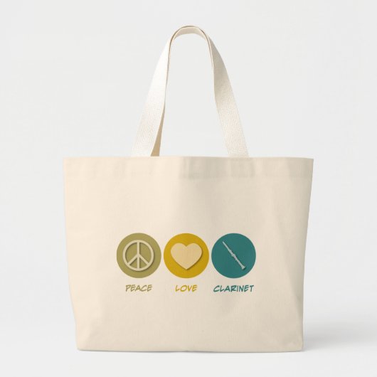Peace Love Clarinet Grote Tote Bag (Voorkant)