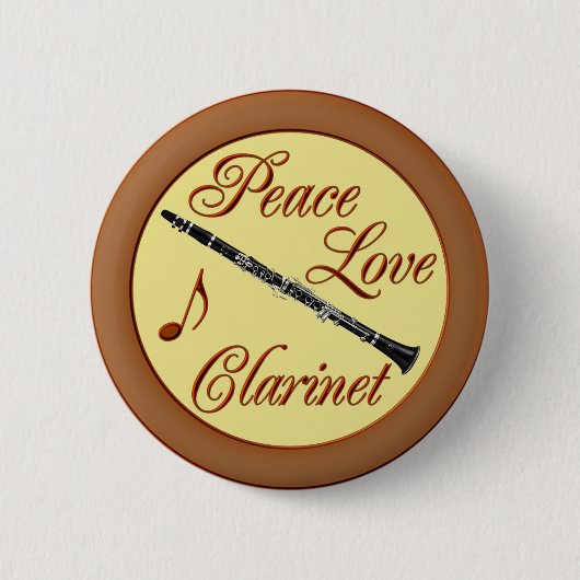 PEACE LOVE CLARINET RONDE BUTTON 5,7 CM (Voorkant)